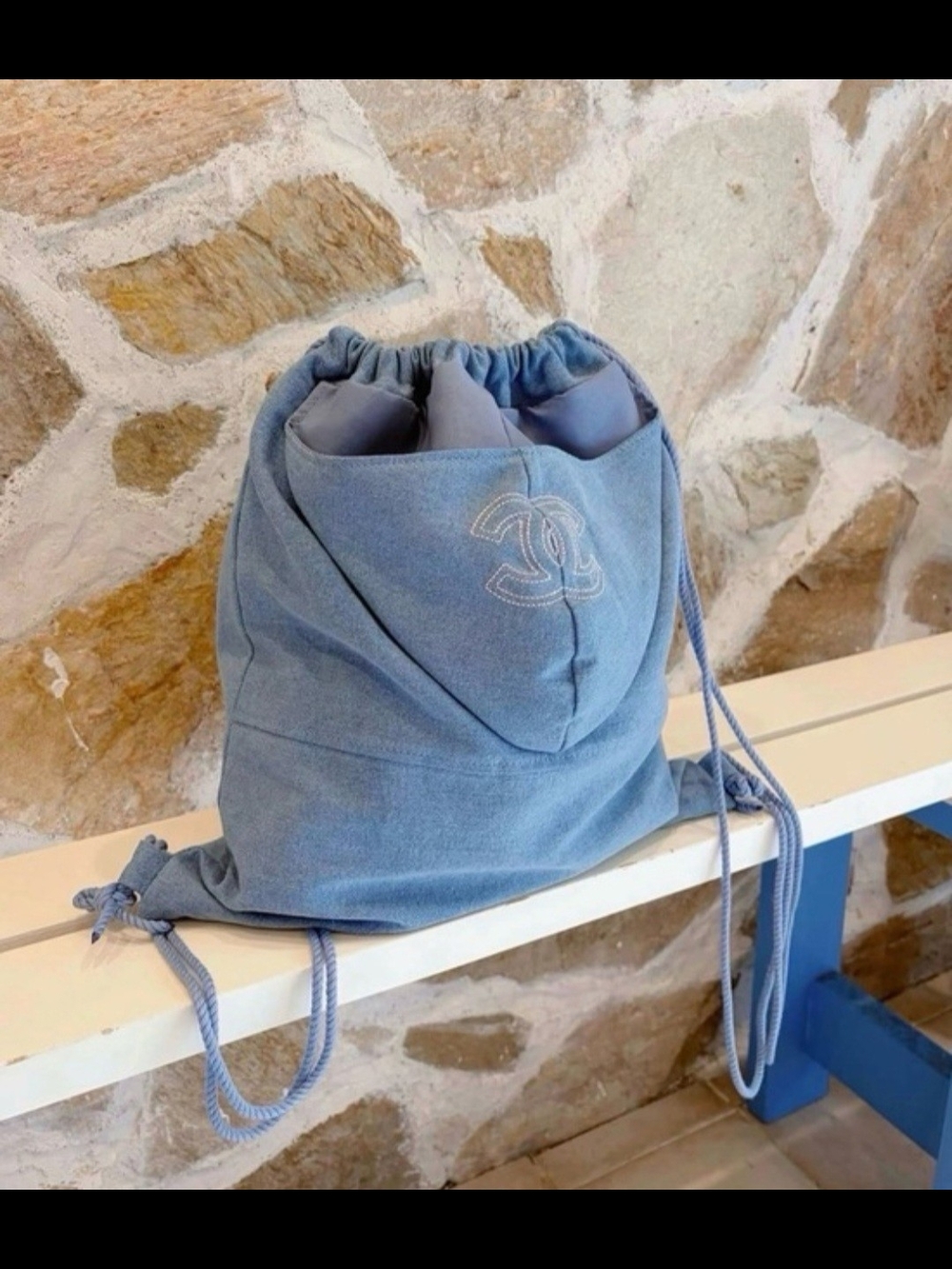 VIP New Beauty Limited-Edition Denim Drawstring Backpack Pouch